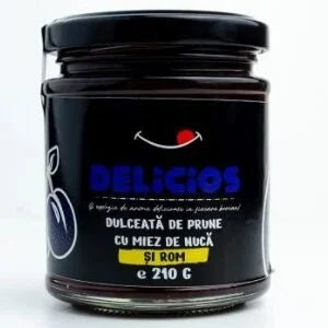 Dulceață de Prune cu Miez de Nucă și Rom, Dulceață Naturală, Aromată și Rafinată 210g